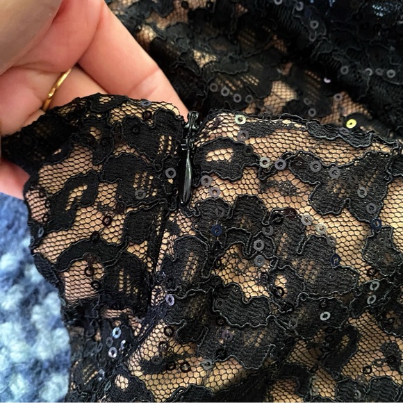 🖤 4F FOUR FLAVOR BLACK LACE SEQUIN PEPLUM BODYCON EVENING DRESS! - Picture 9 of 16